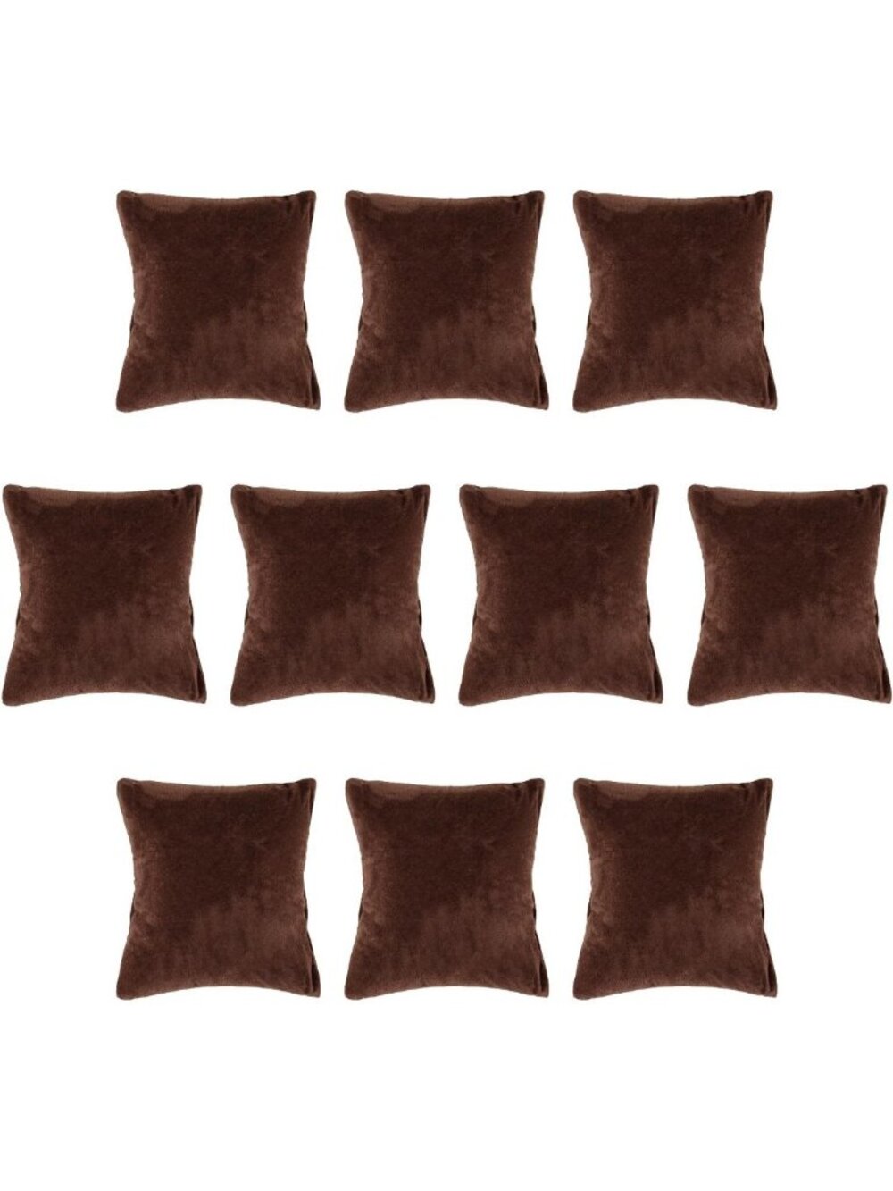 10 Pack Brown Velvet Jewelry Display Pillows for Watches, Bracelets & Bangles